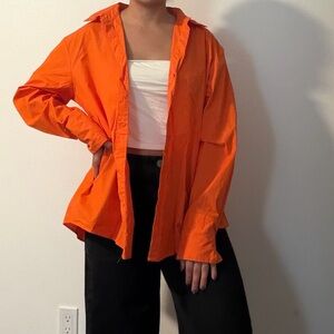 White fox boutique Orange button up shirt